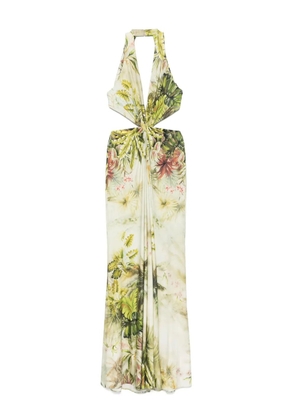 Elie Saab leaf-print maxi dress - Green