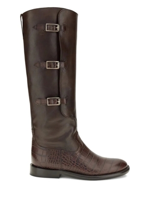 Paris Texas Montana crocodile-embossed buckle boots - Brown