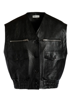 Bally V-neck zip-detail leather vest - Black