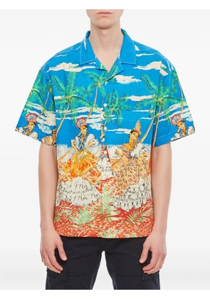 President’S palm-tree print short-sleeved shirt - Blue