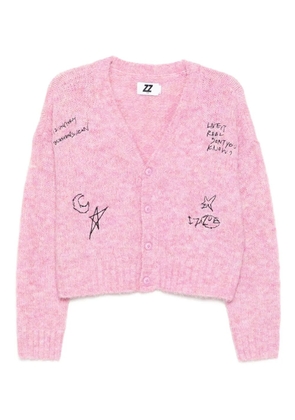 izzue embroidered cardigan - Pink