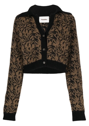 Nanushka graphic-print wool-blend cardigan - Black