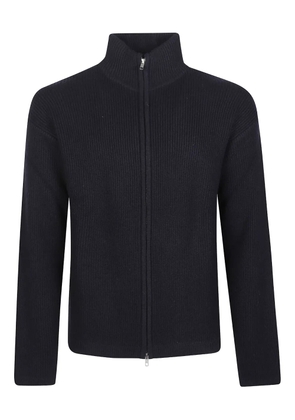 Soft Goat zip ribbed cardigan - Blue