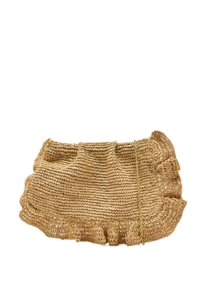 Loeffler Randall Mavis ruffled raffia clutch - Neutrals