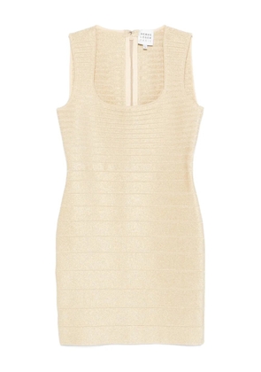 Herve Leger Mirabel ribbed mini dress - Gold