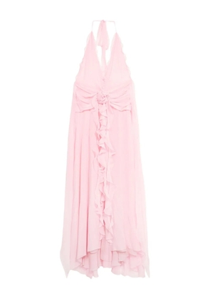 Blumarine rose-embellished ruffled maxi dress - Pink