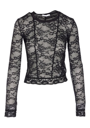 Patrizia Pepe floral-lace long-sleeve top - K103 BLACK