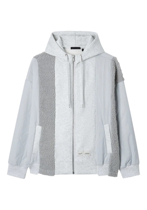 FIVE CM patchwork zip-up hoodie - Grey
