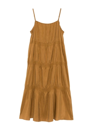 Eileen Fisher smocked silk dress - Brown