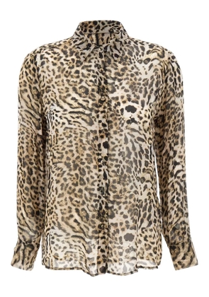 kaos animal-print button-front shirt - Brown