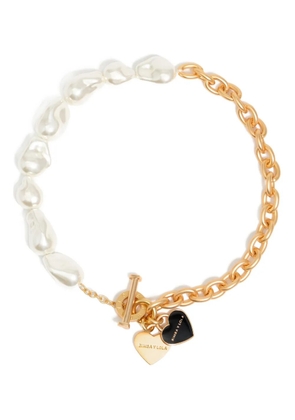 Bimba y Lola pearl-embellished heart-pendant necklace - Yellow