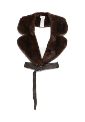 P.A.R.O.S.H. fur-trimmed leather-belt scarf - Brown