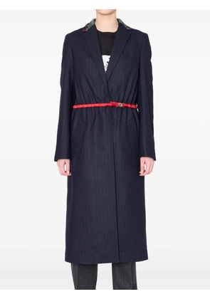 Kolor pinstripe beaded-collar single-breasted coat - Blue