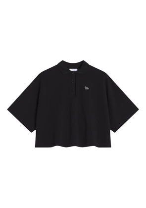 Maison Kitsuné fox-embroidered cropped polo shirt - Black