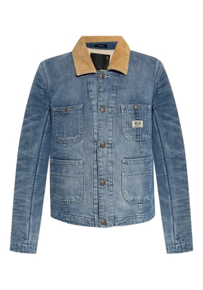 R13 corduroy-collar denim jacket - Blue