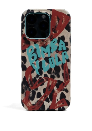 Bimba y Lola leopard-print logo iPhone 15 Pro rigid case - Neutrals