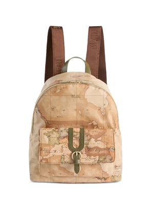 ALVIERO MARTINI 1° CLASSE map-print buckle backpack - Neutrals