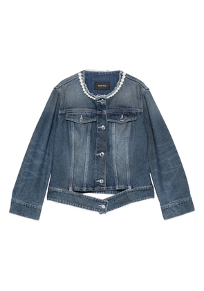 Simone Rocha pearl-embellished denim jacket - Blue