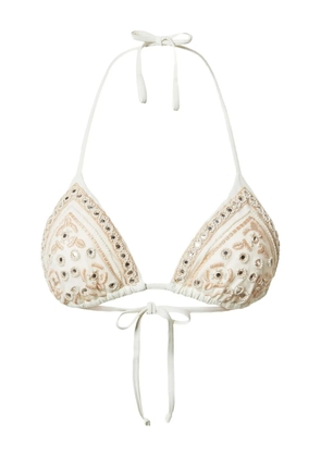 TWINSET embroidered triangle bikini top - White