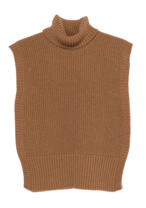 DAVANTINO turtleneck sleeveless wool sweater - Brown