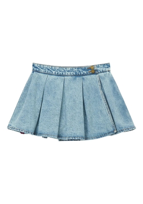 Mini Cream pleated denim mini skirt - Blue