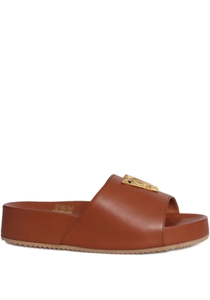 Via Roma 15 leather V-detail sandals - Brown