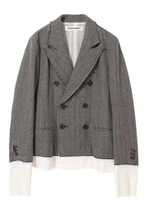 Undercover herringbone frayed blazer - Brown