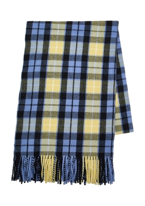 Undercover check-fringe scarf - Blue