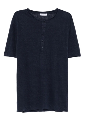 GUSARI linen henley T-shirt - Blue