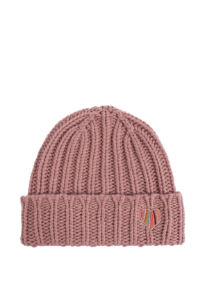 Paul Smith ribbed heart beanie hat - Pink