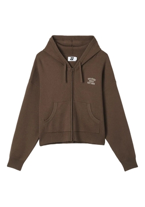 izzue hooded knitted top - Brown