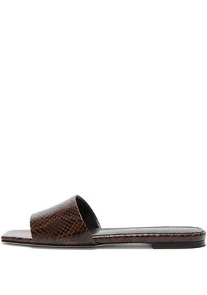 Aeyde Anna snakeskin-effect square-toe sandals - Brown