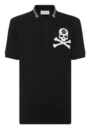 Philipp Plein skull-print cotton polo shirt - Black