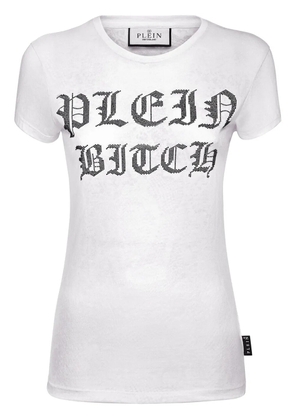Philipp Plein Sexy Pure Gothic Plein crystals-embellishment burn out T-shirt - White