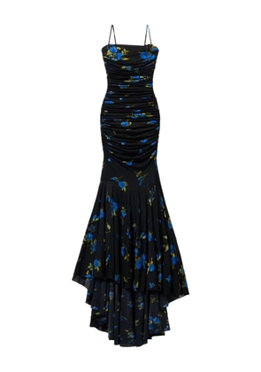 Blumarine floral-print ruched maxi dress - Blue