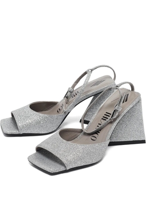 The Attico glitter-finish sandals - Silver