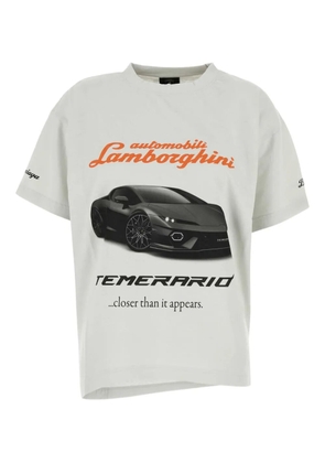 Balenciaga x Automobili Lamborghini-print asymmetrical T-shirt - White