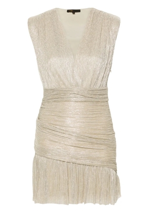 Maje ruched lurex mini dress - Neutrals