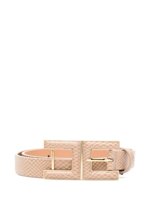 Elisabetta Franchi embossed-effect buckled belt - Neutrals