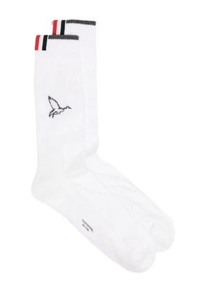 Thom Browne logo-tag socks - White