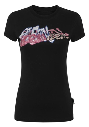 Philipp Plein crystal-embellished logo-print T-shirt - Black