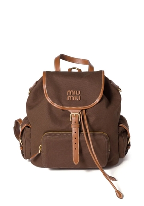 Miu Miu leather-trimmed flap backpack - Brown