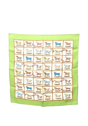 Hermès Pre-Owned Petit carres horse-print silk scarf - Green
