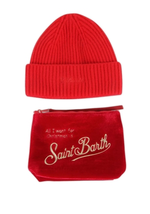 MC2 Saint Barth ribbed velvet beanie pouch (set of two) - Red