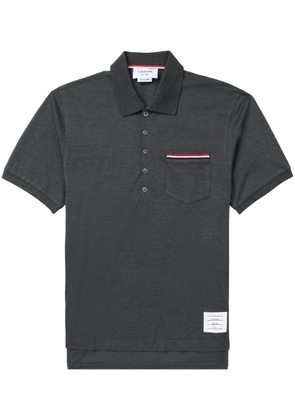 Thom Browne Rwb Pocket Trim Piqué Polo - Grey