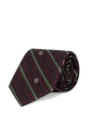 Drôle De Monsieur stripe-pattern silk tie - Brown
