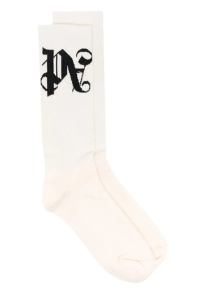 Palm Angels monogram-jacquard socks - Neutrals