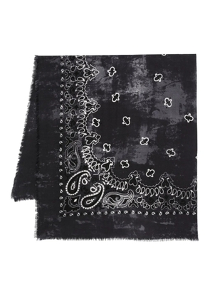 Destin paisley-print fringed bandana scarf - Black