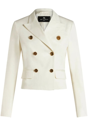ETRO logo-embossed buttons double-breasted jacket - White