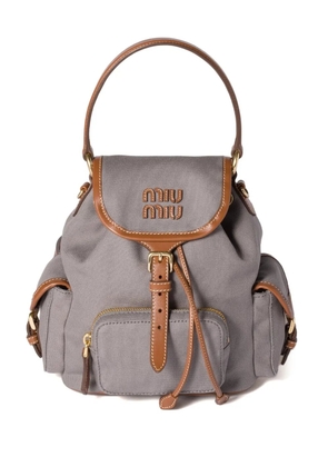 Miu Miu leather-trimmed canvas backpack - Grey